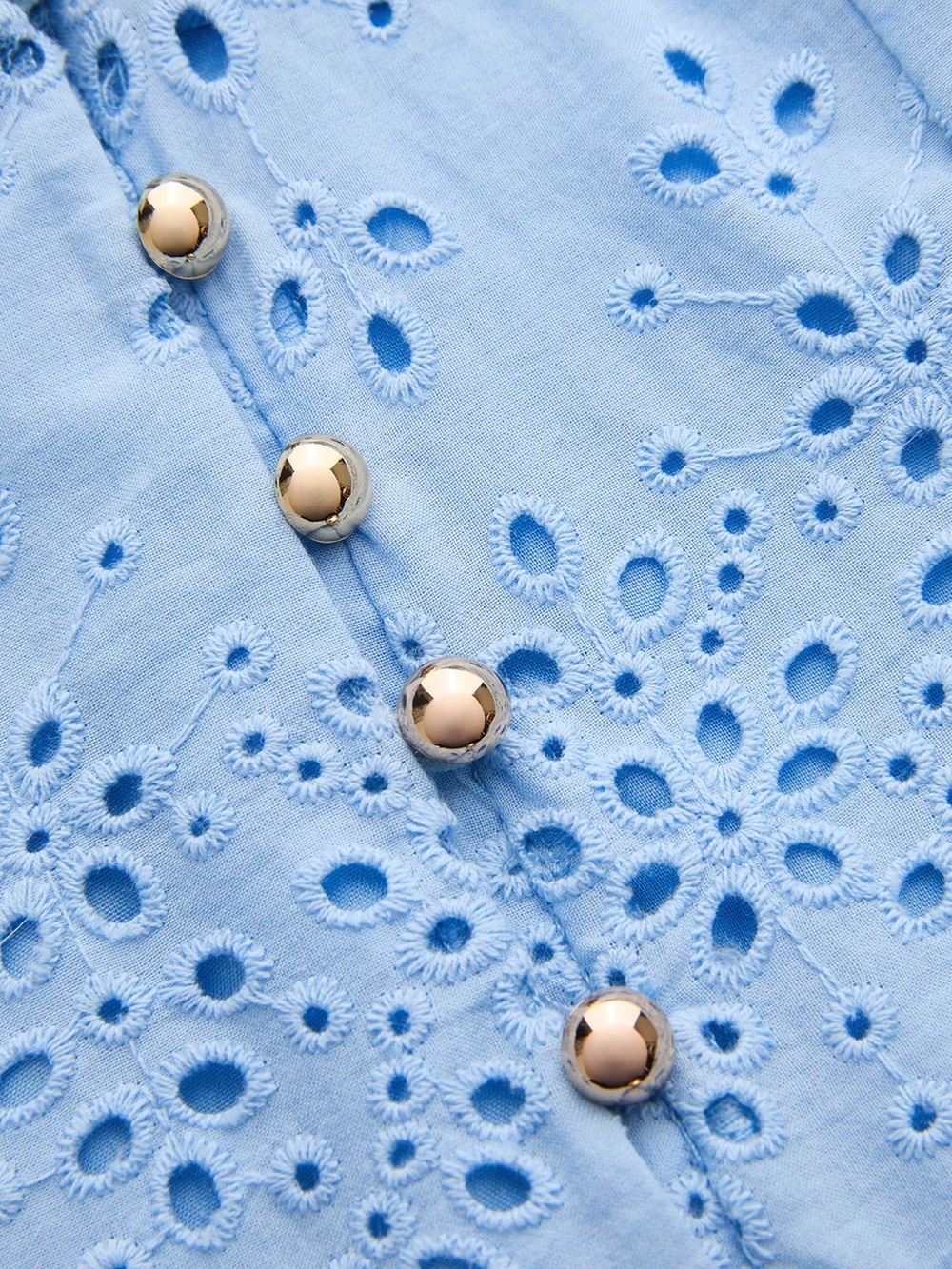 297 Cotton Sleeveless Embroidered Eyelet Dress with Deep V Neck - Picture 5 of 5